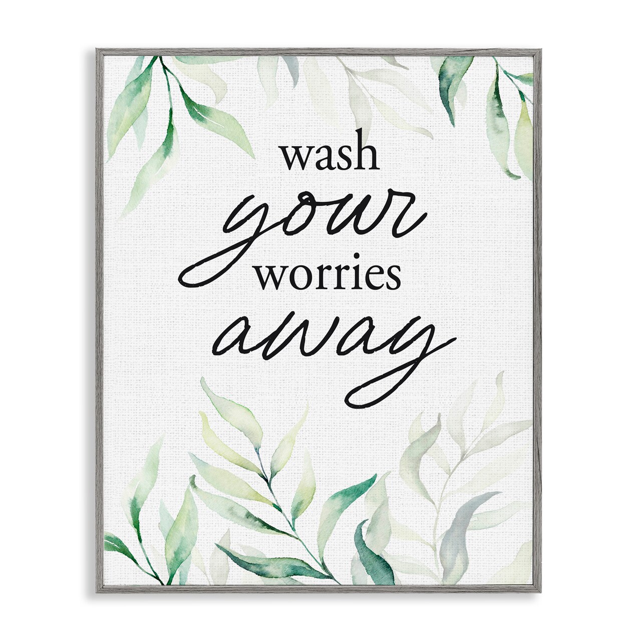 Stupell Industries Wash Worries Away Leaves Framed Giclee, design by Lettered and Lined